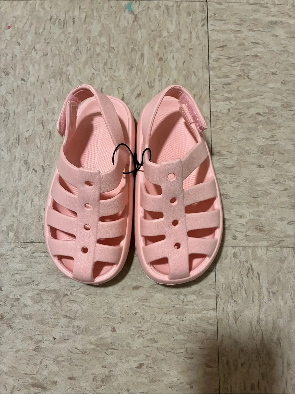 Kids Light Pink Closed-Toe Sandals with Back Strap